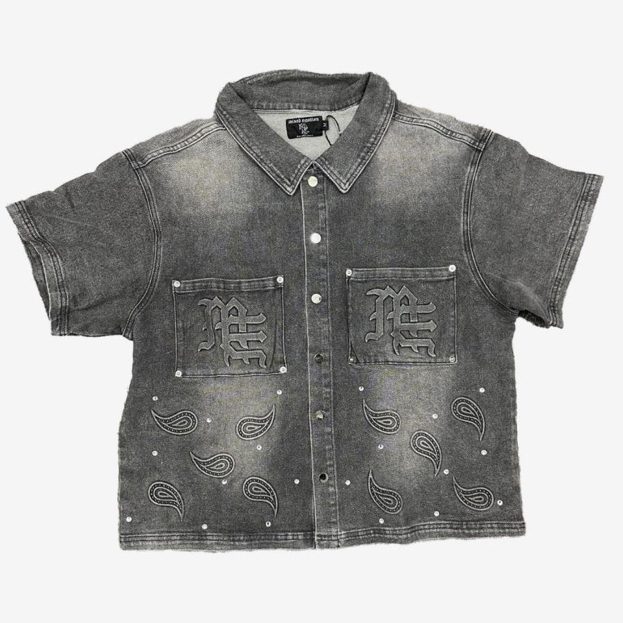 Mixed E "Shadow Paisley" Embossed Denim Shirt