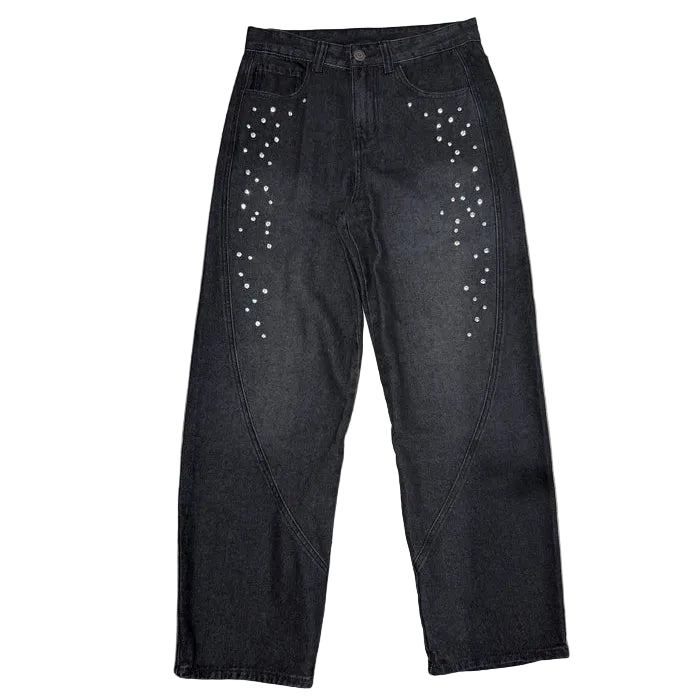 Y2K Rhinestone Black Jean