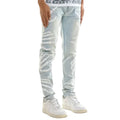 BLUE - EMBROIDERY-PATCHED JEANS