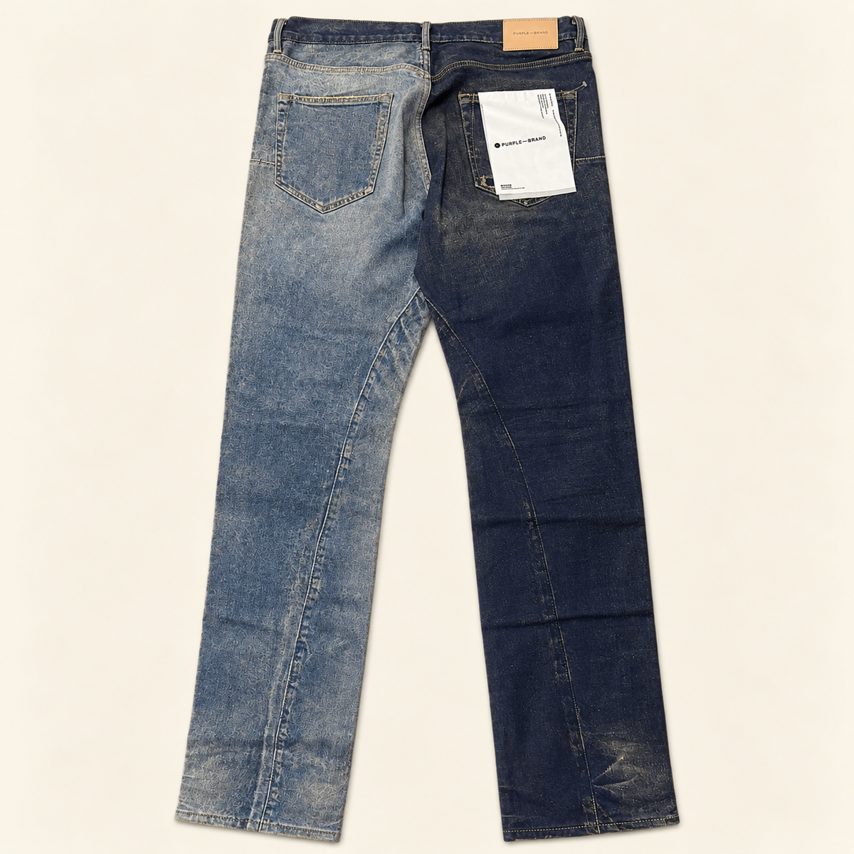 PURPLE BRAND DIRTY MID-DARK INDIGO PRINTED DENIM JEANS