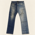 PURPLE BRAND DIRTY MID-DARK INDIGO PRINTED DENIM JEANS