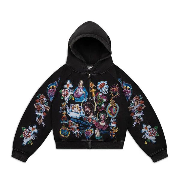 "Righteous" Tattoo Art Zip Hoodie