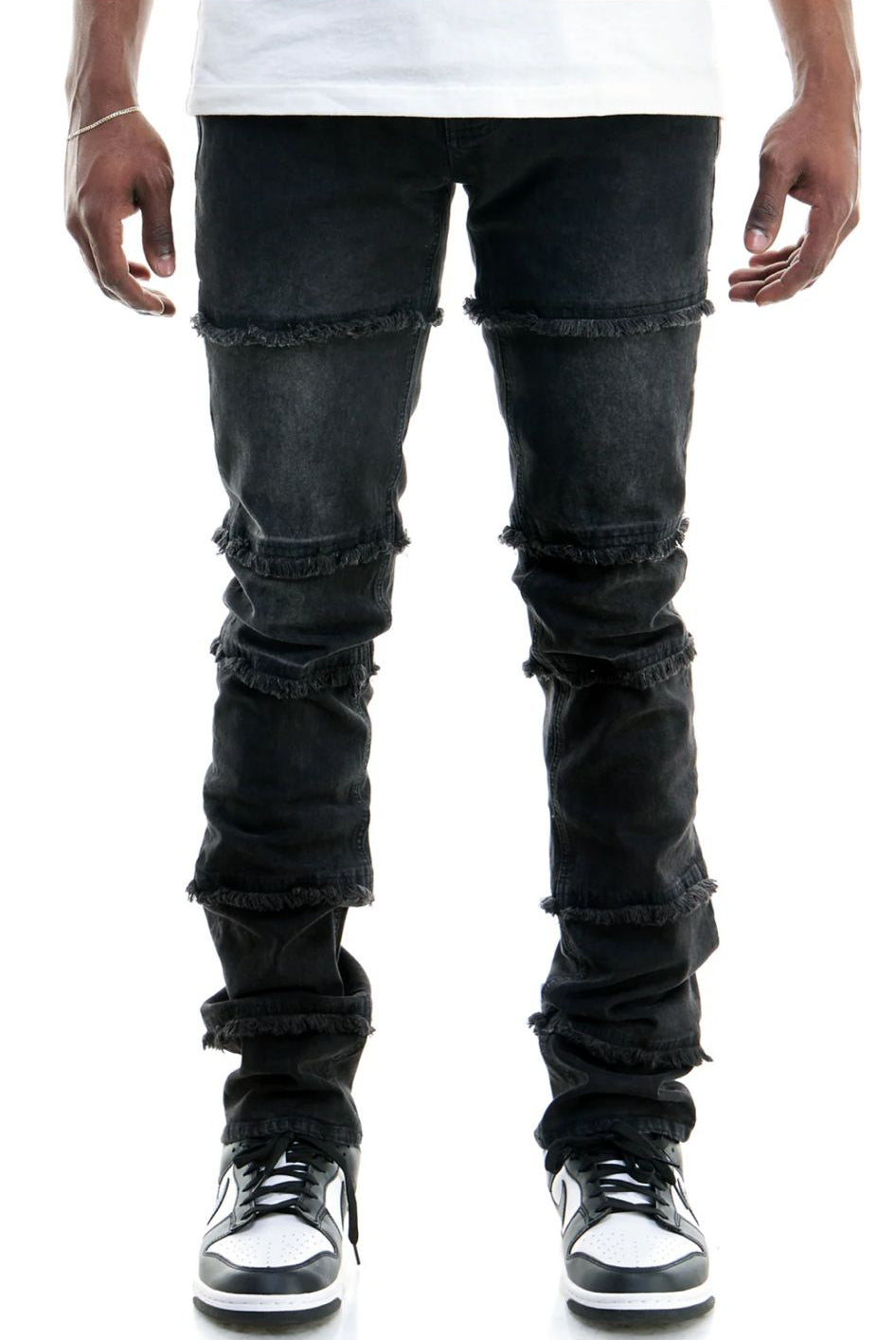 Panelled Jeans - Negro Streetwear