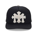 Chrome H - Triple Cross Patch Pony Hair Trucker Hat